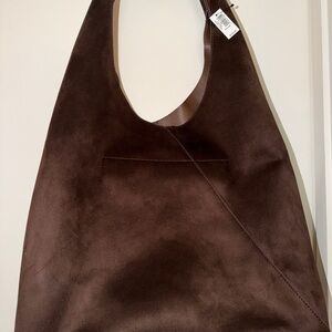 Banana Republic Slouchy Tote in Brown Suede